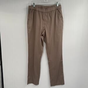 Pact Daily Twill Midweight Pants Men M Brown Organic Cotton Elastic Waist Pocket